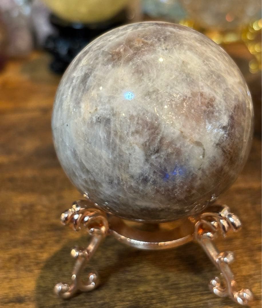 サンストーンムーンストーン共生＊5.4cmスフィア＊パワーストーン天然石