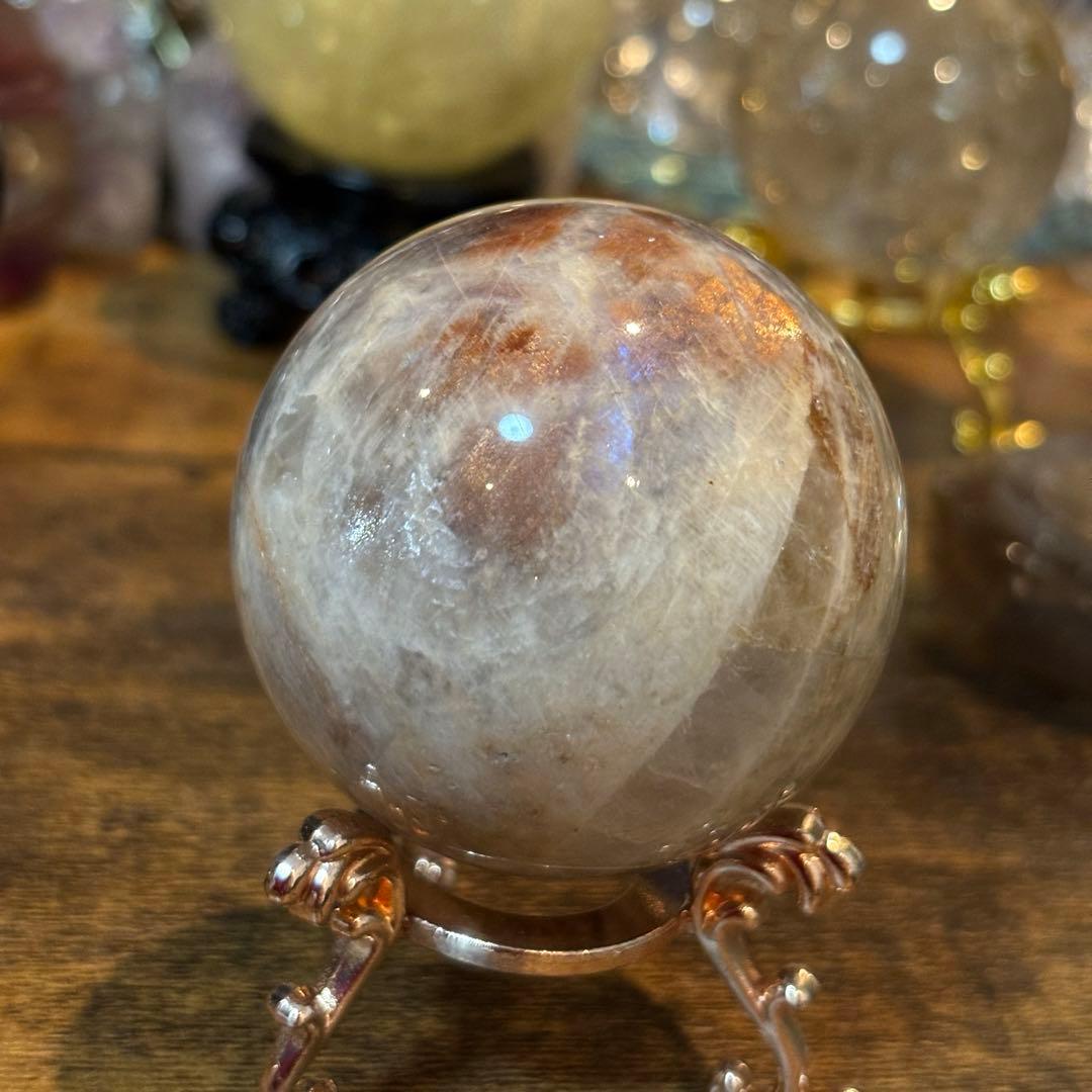 サンストーンムーンストーン共生＊5.4cmスフィア＊パワーストーン天然石