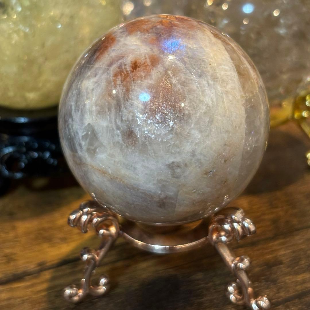 サンストーンムーンストーン共生＊5.4cmスフィア＊パワーストーン天然石