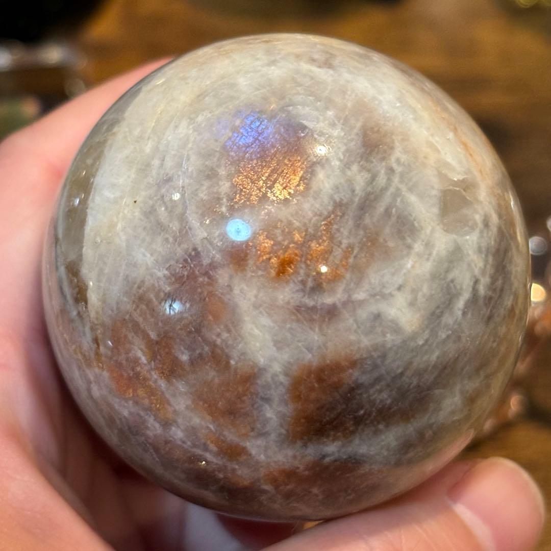 サンストーンムーンストーン共生＊5.4cmスフィア＊パワーストーン天然石