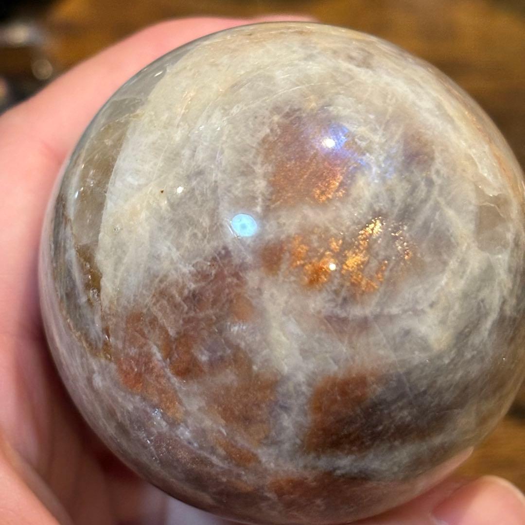 サンストーンムーンストーン共生＊5.4cmスフィア＊パワーストーン天然石