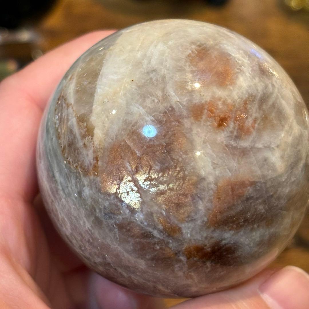 サンストーンムーンストーン共生＊5.4cmスフィア＊パワーストーン天然石