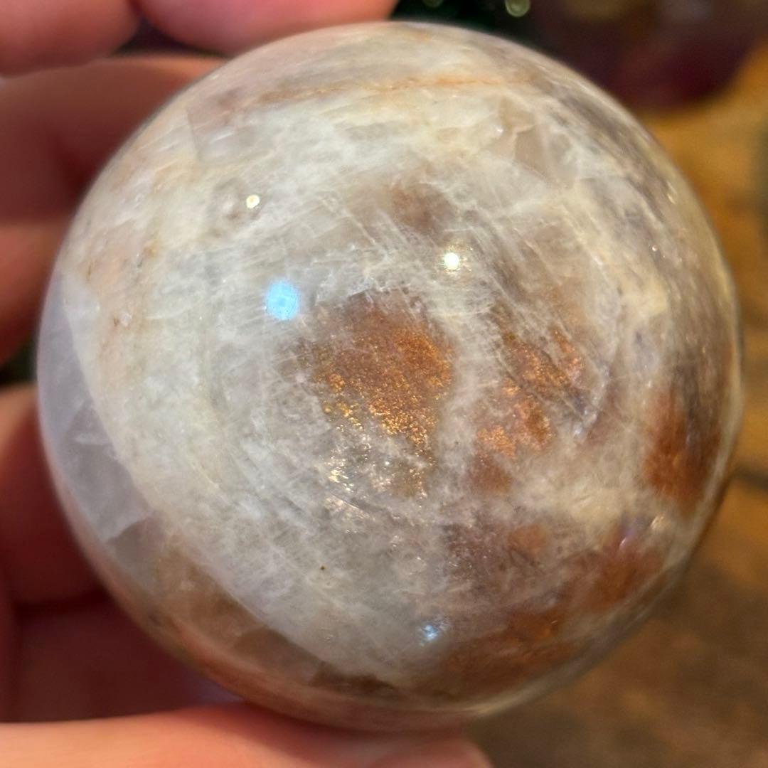 サンストーンムーンストーン共生＊5.4cmスフィア＊パワーストーン天然石
