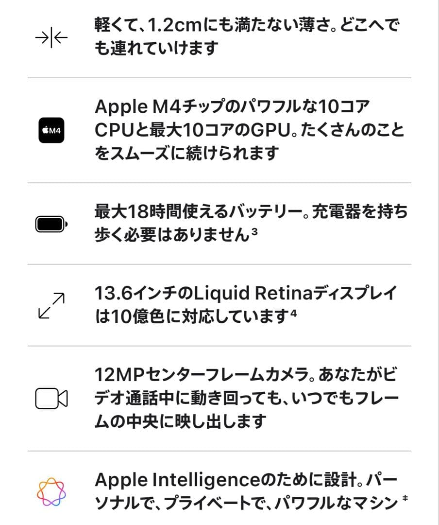 未開封新品 M4チップ搭載13インチMacBook Air シルバー