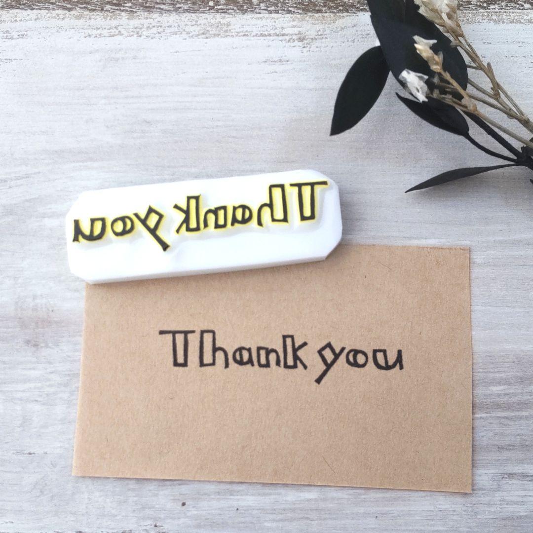 消しゴムはんこNo.93  thank you 手書き文字④