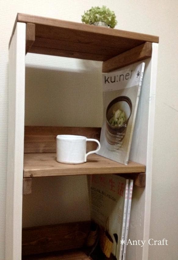 【引取可能】3段収納棚 本棚 飾り棚 幅36cm UN/W 完成品