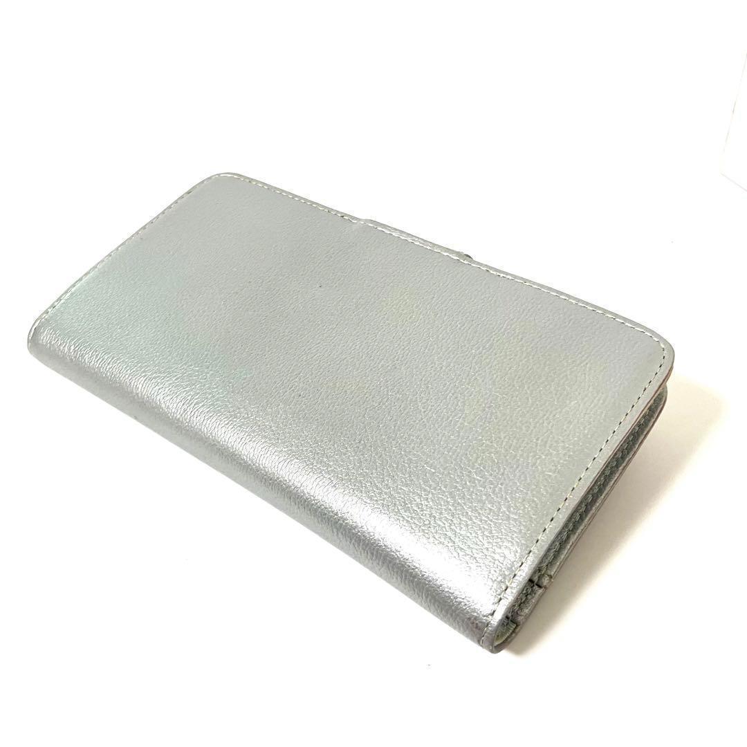 ランバンオンブルー LANVIN ロシェ 多機種対応手帳型スマホケース シルバー