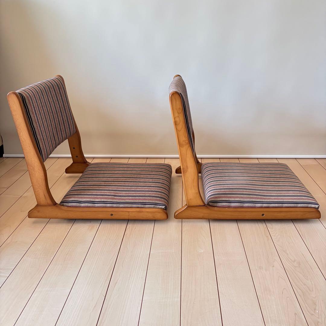 折り畳み 回転 木製座椅子 和モダン ２点セット 和座椅子 中居木工