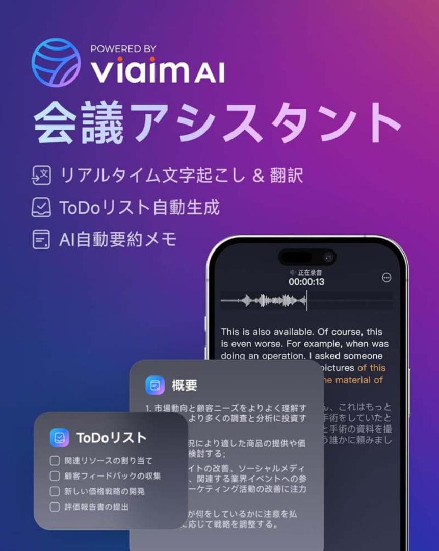 viaim XFVI-A92 RecDot 録音 翻訳 AI要約イヤホン