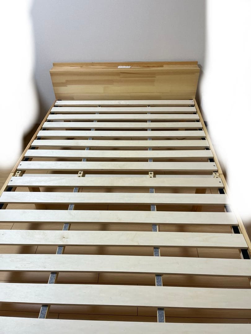 木製 セミダブル ベッドフレーム すのこ コンセント付き 天然木 高さ調整