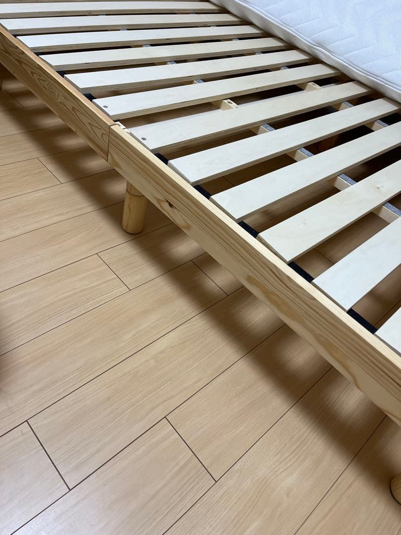 木製 セミダブル ベッドフレーム すのこ コンセント付き 天然木 高さ調整