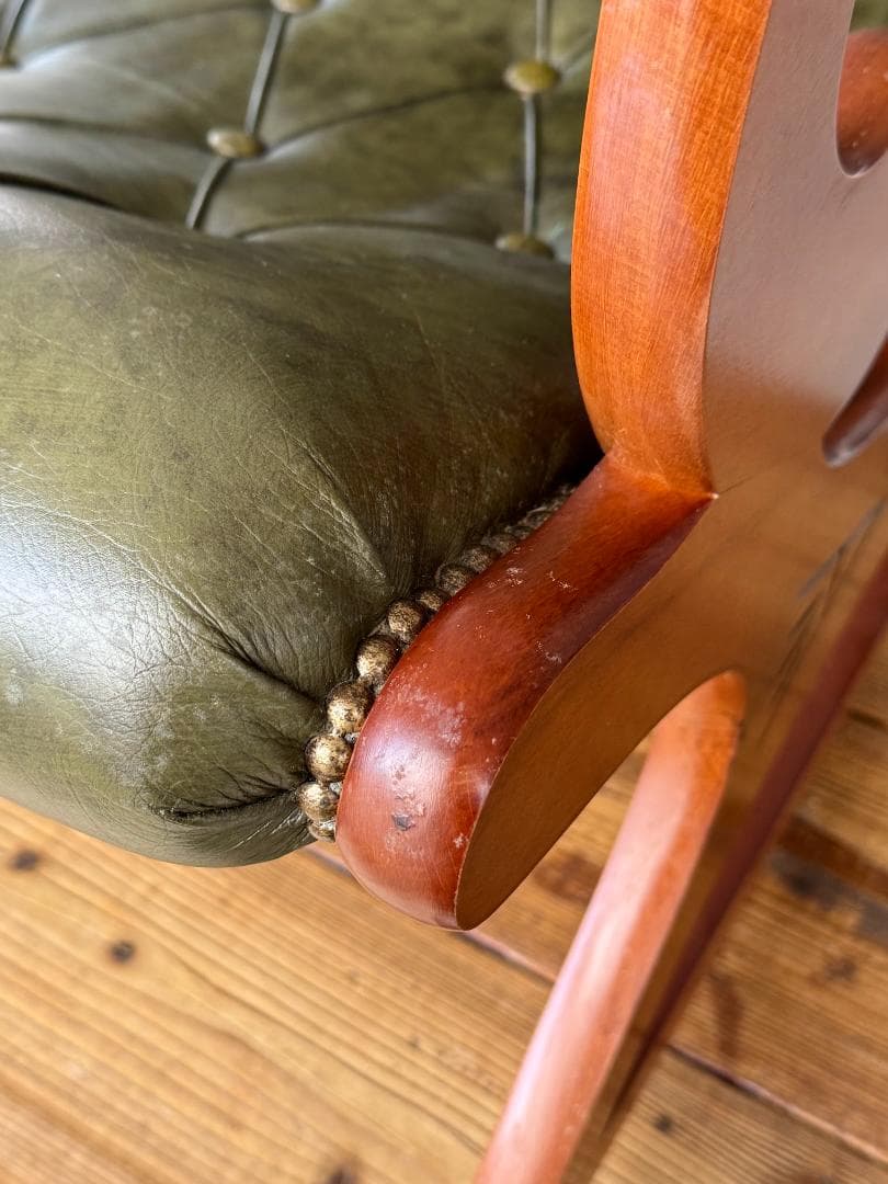イタリア 本革ロッキングチェア クラシック アンティーク チェスターフィールド