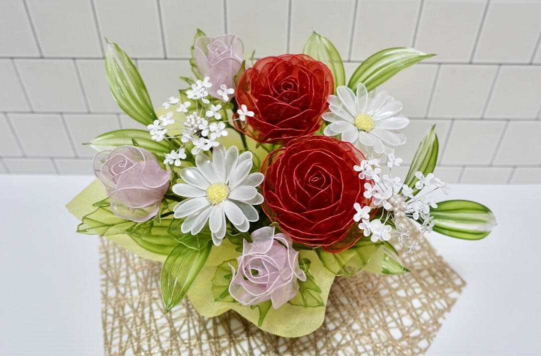 アメリカンフラワー（ラナンキュラス、蕾バラ）ディップフラワー