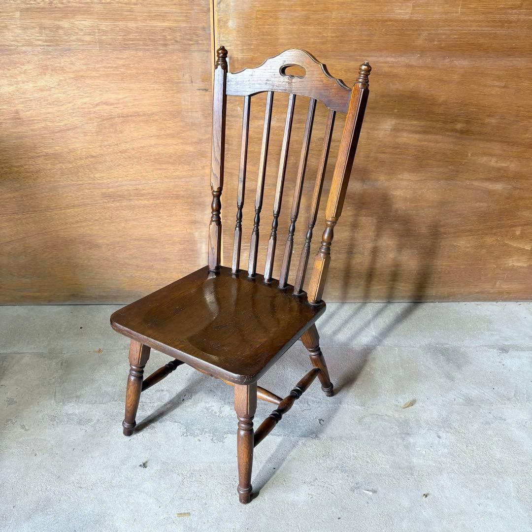 【福岡】 飛騨家具 柏木工 KMK 無垢 椅子 アンティーク レトロ 雷鳥マーク