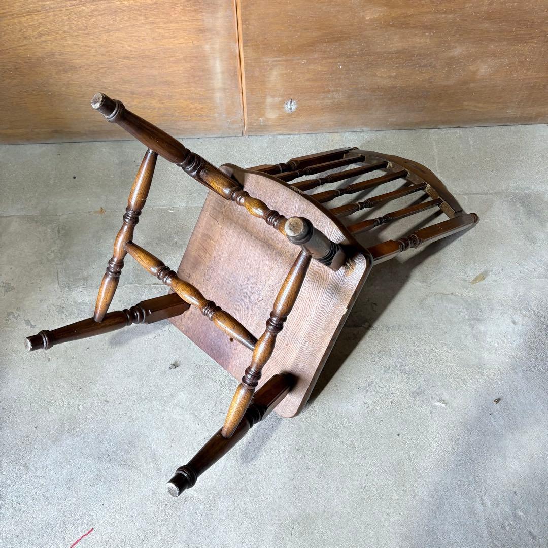 【福岡】 飛騨家具 柏木工 KMK 無垢 椅子 アンティーク レトロ 雷鳥マーク