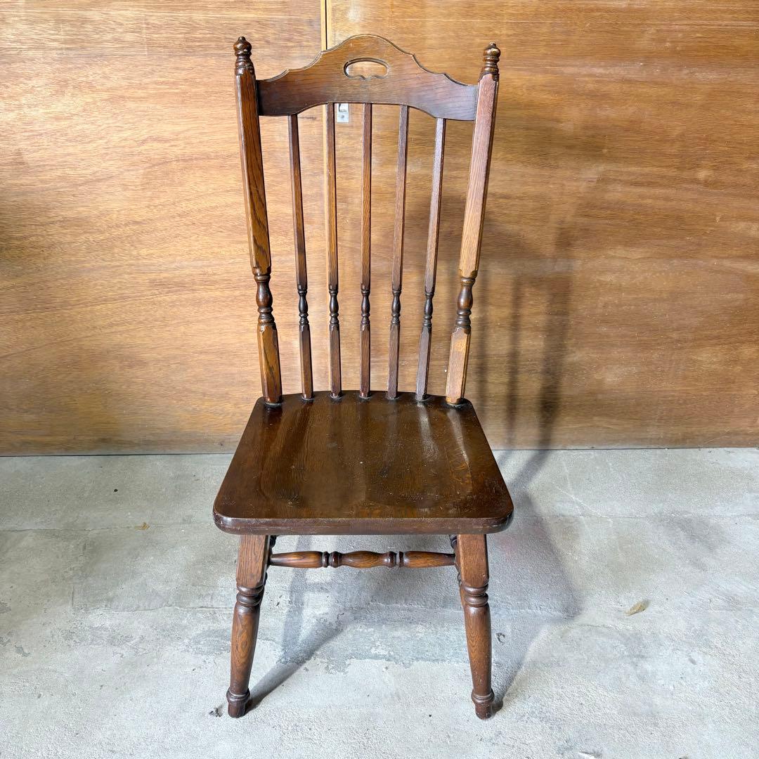 【福岡】 飛騨家具 柏木工 KMK 無垢 椅子 アンティーク レトロ 雷鳥マーク