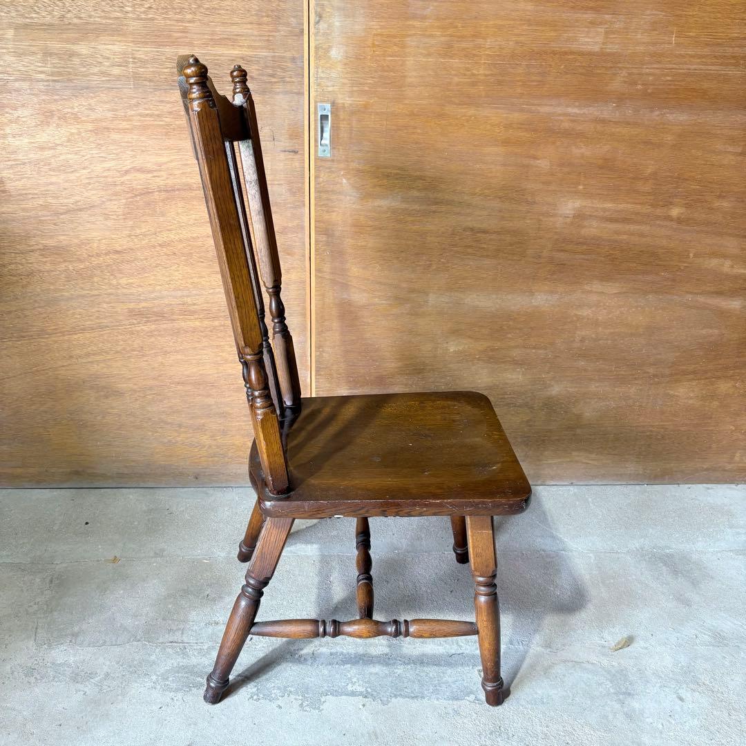 【福岡】 飛騨家具 柏木工 KMK 無垢 椅子 アンティーク レトロ 雷鳥マーク