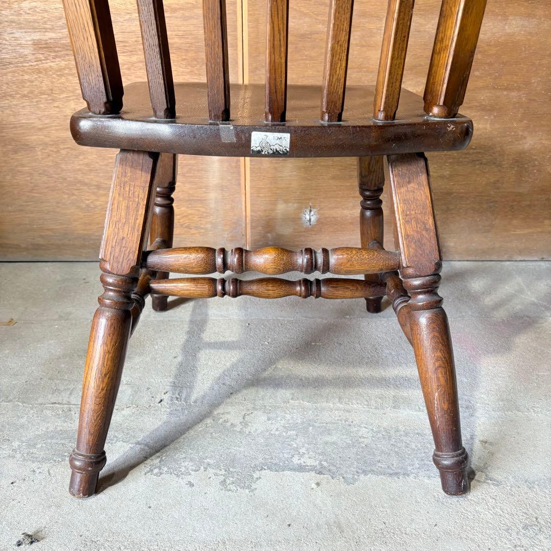 【福岡】 飛騨家具 柏木工 KMK 無垢 椅子 アンティーク レトロ 雷鳥マーク