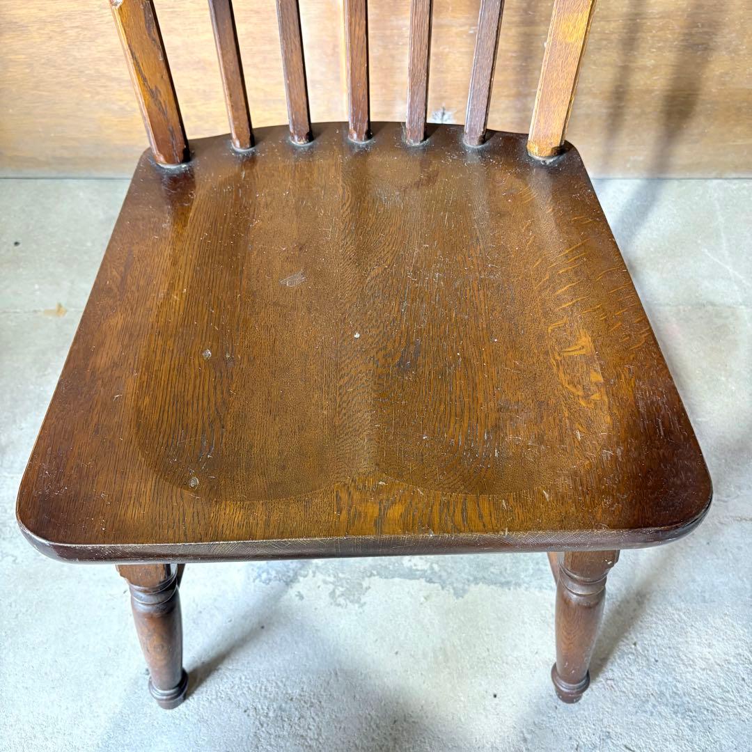 【福岡】 飛騨家具 柏木工 KMK 無垢 椅子 アンティーク レトロ 雷鳥マーク