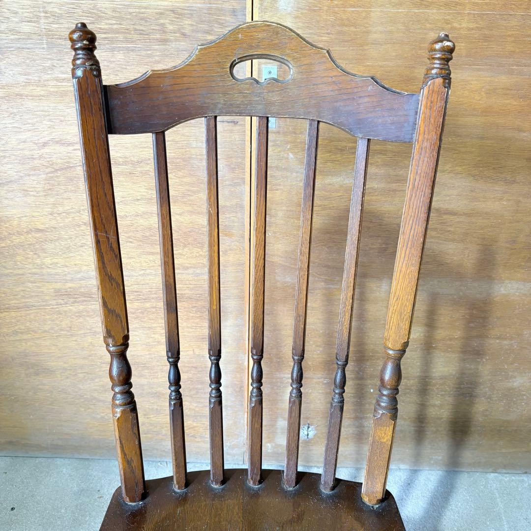 【福岡】 飛騨家具 柏木工 KMK 無垢 椅子 アンティーク レトロ 雷鳥マーク