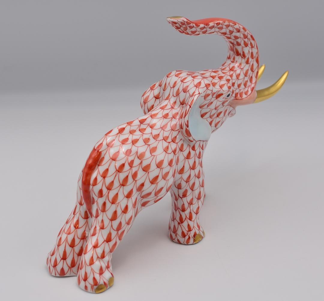 ヘレンド ラズベリー フィッシュネット エレファント 24K ゴールド 牙付き