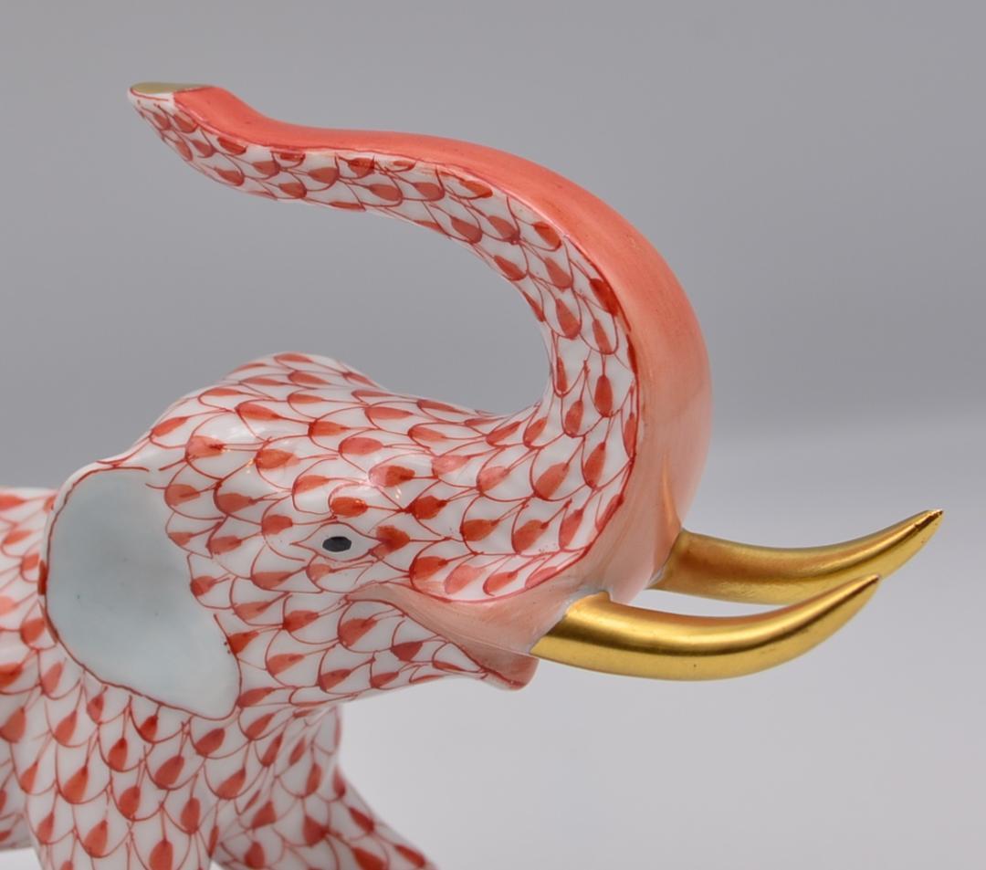 ヘレンド ラズベリー フィッシュネット エレファント 24K ゴールド 牙付き