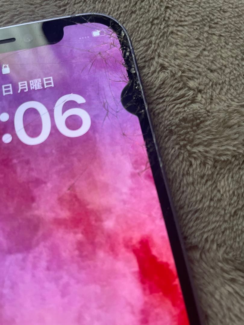 iPhone12 128GB パープル 動作OK 画面割れ