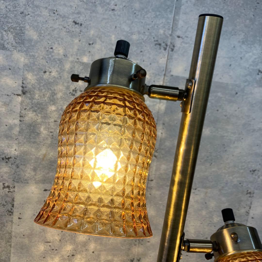 アンティーク ガラスシェード 3連灯 スタンドライト フロアライト