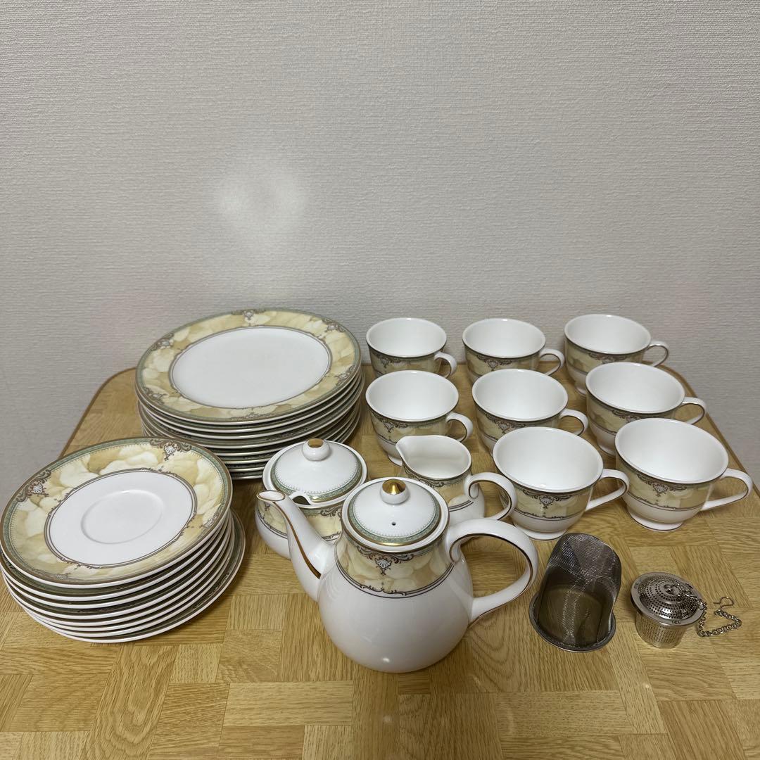 ティーセット ＋ ケーキ皿8枚　おまけの茶漉し付き　アフタヌーンティー