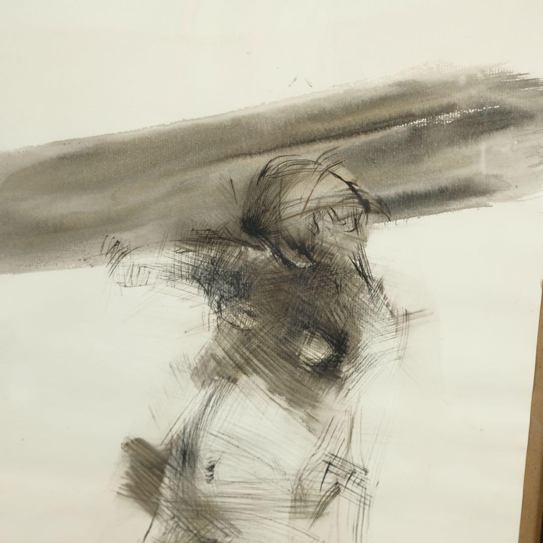 橋本裕臣 1979年 直筆肉筆 裸婦デッサン 額装 彫刻家 現代美術 原画