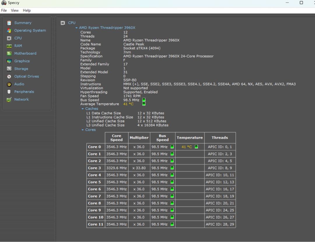 AMD Threadripper 3960x + trx40動作確認済み