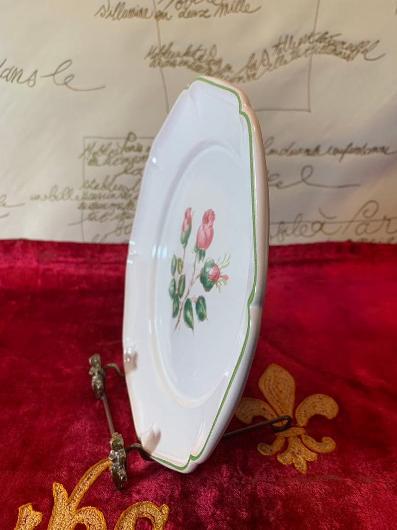 Gine ジアン ビンテージ　未使用品のピンクのバラが素敵なお皿2枚セット！