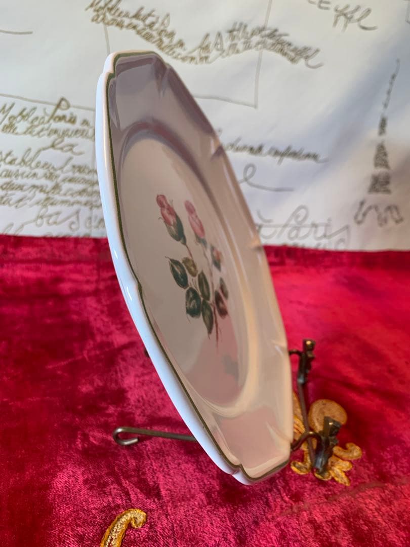 Gine ジアン ビンテージ　未使用品のピンクのバラが素敵なお皿2枚セット！