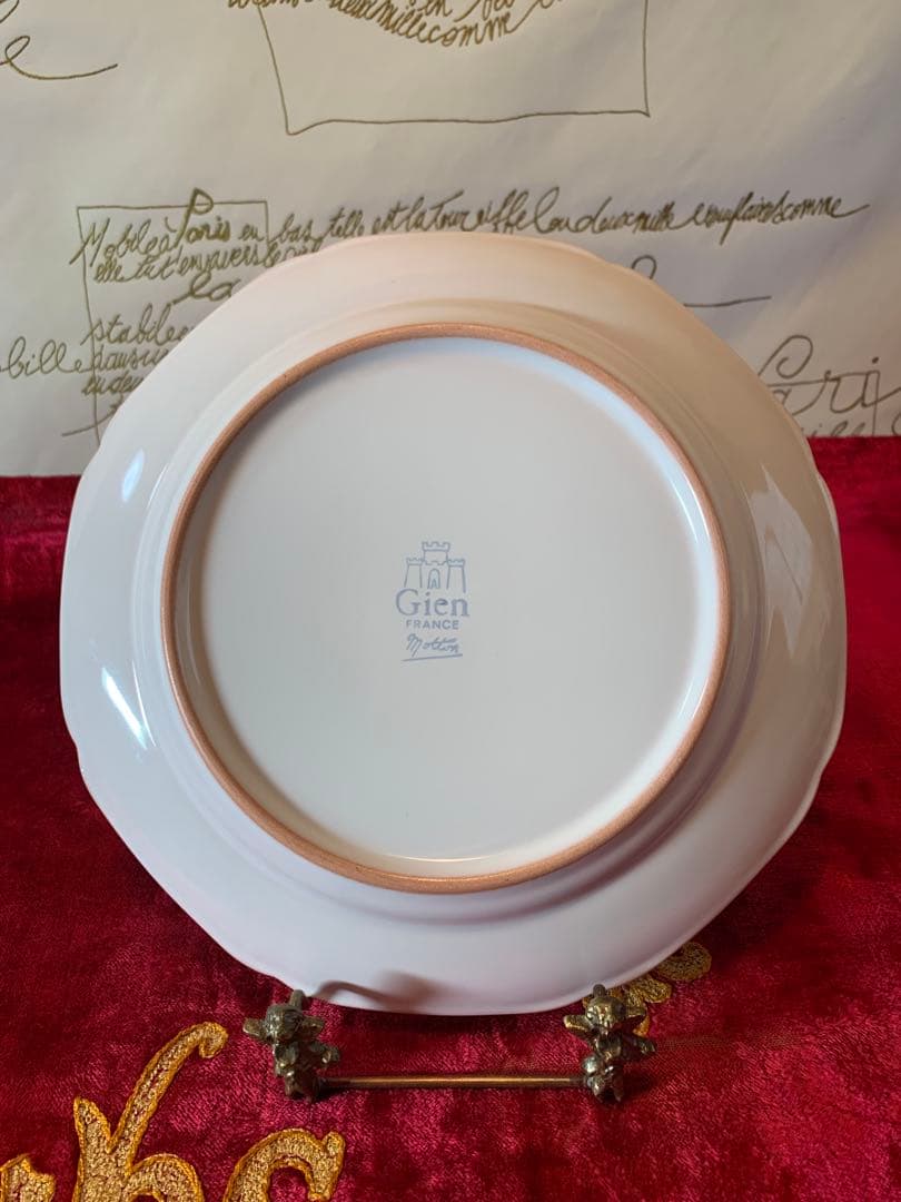 Gine ジアン ビンテージ　未使用品のピンクのバラが素敵なお皿2枚セット！