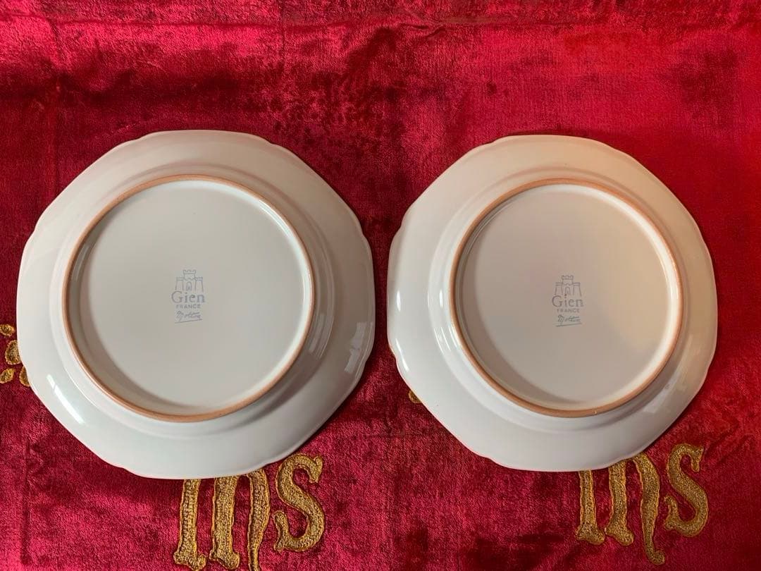 Gine ジアン ビンテージ　未使用品のピンクのバラが素敵なお皿2枚セット！