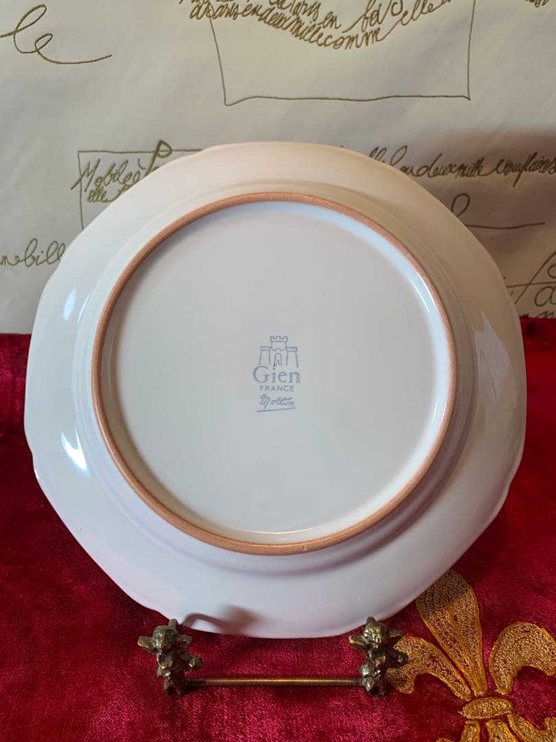 Gine ジアン ビンテージ　未使用品のピンクのバラが素敵なお皿2枚セット！