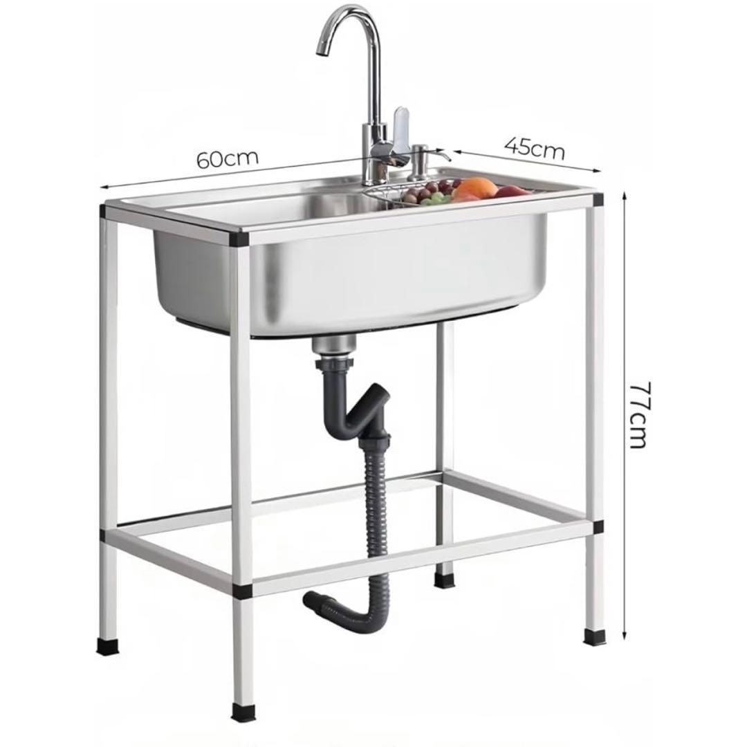 ガーデンシンク 流し台 オールステンレス製 長さ60×幅45×高さ77cm