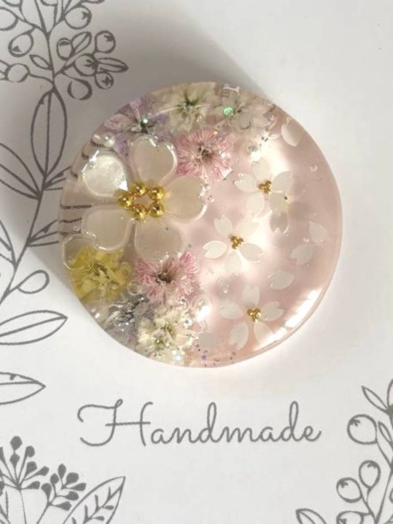 ハンドメイドレジン ヘアゴム　桜ピンク
