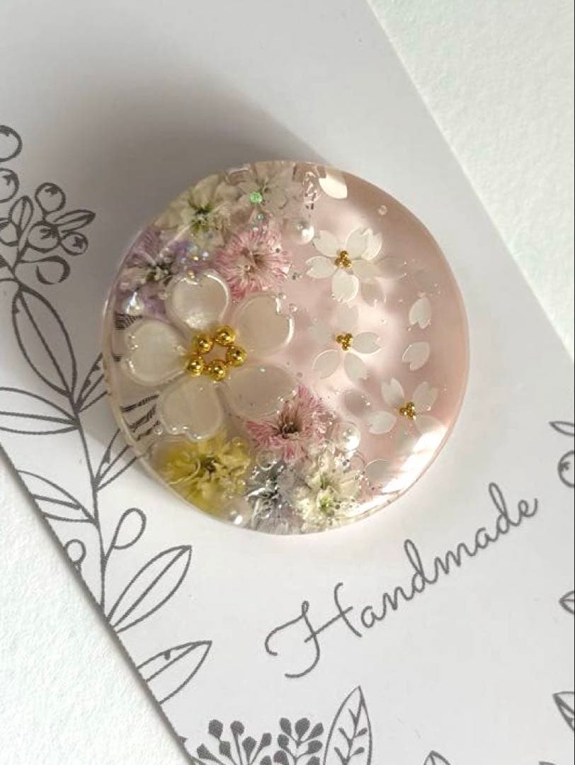 ハンドメイドレジン ヘアゴム　桜ピンク