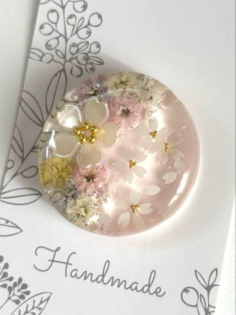 ハンドメイドレジン ヘアゴム　桜ピンク