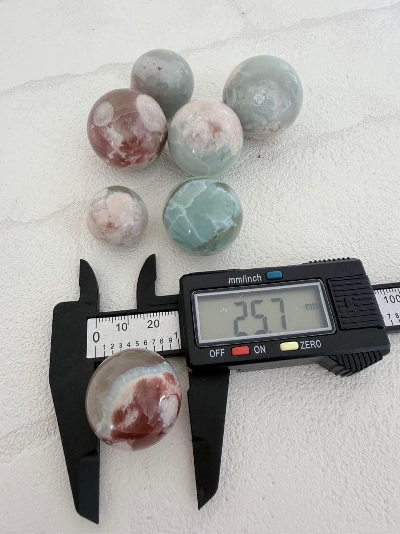 高品質　グリーンフラワーアゲート　ミニスフィア　7個セット