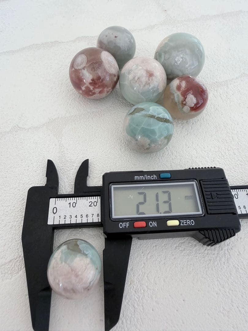 高品質　グリーンフラワーアゲート　ミニスフィア　7個セット