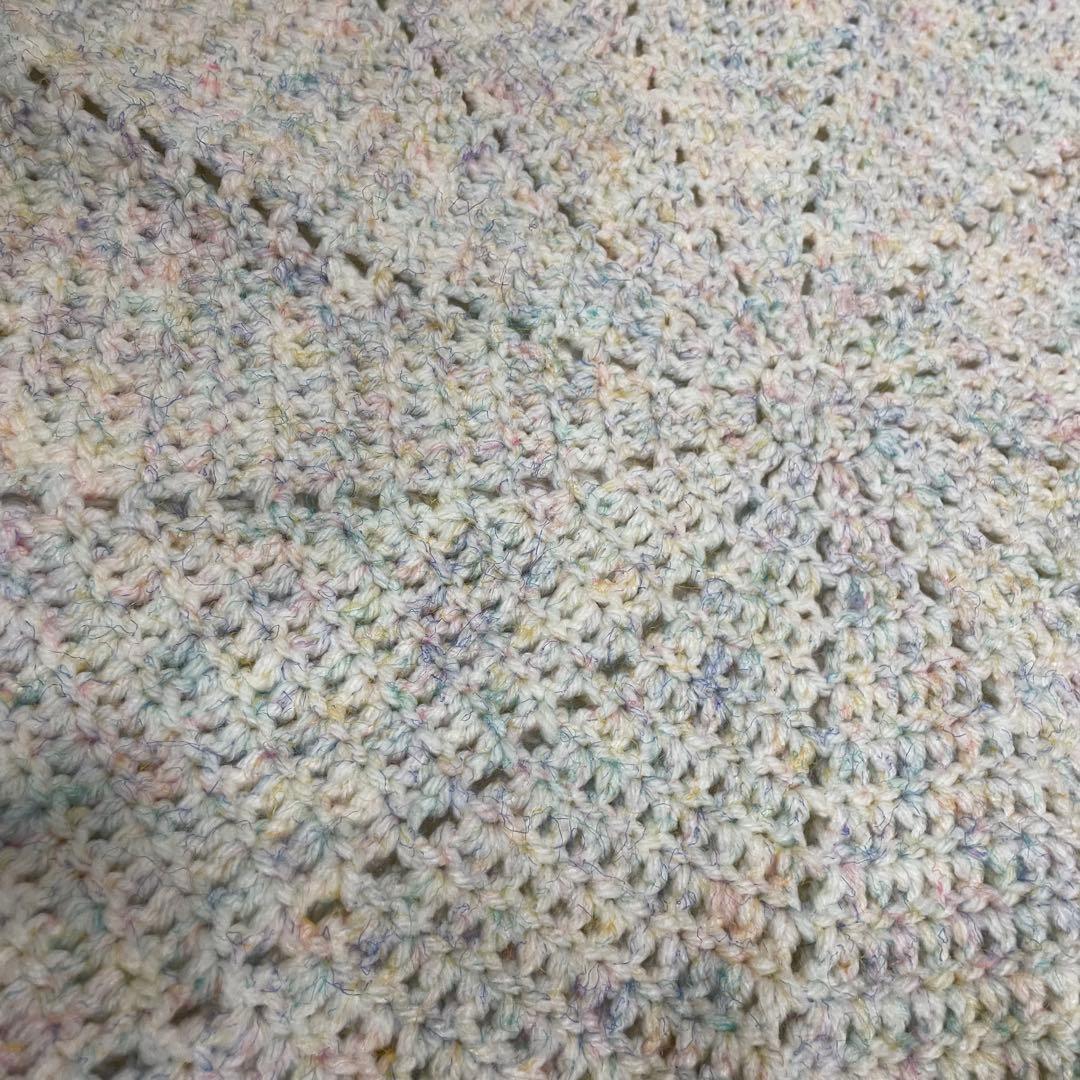 花束ブランケット　薔薇キラキララメ入り　一点物　手編み