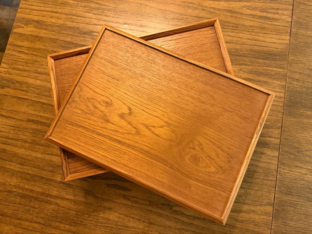 【中古美品】お洒落な木製お盆トレイ7点 和食 定食屋 カフェ ランチプレート