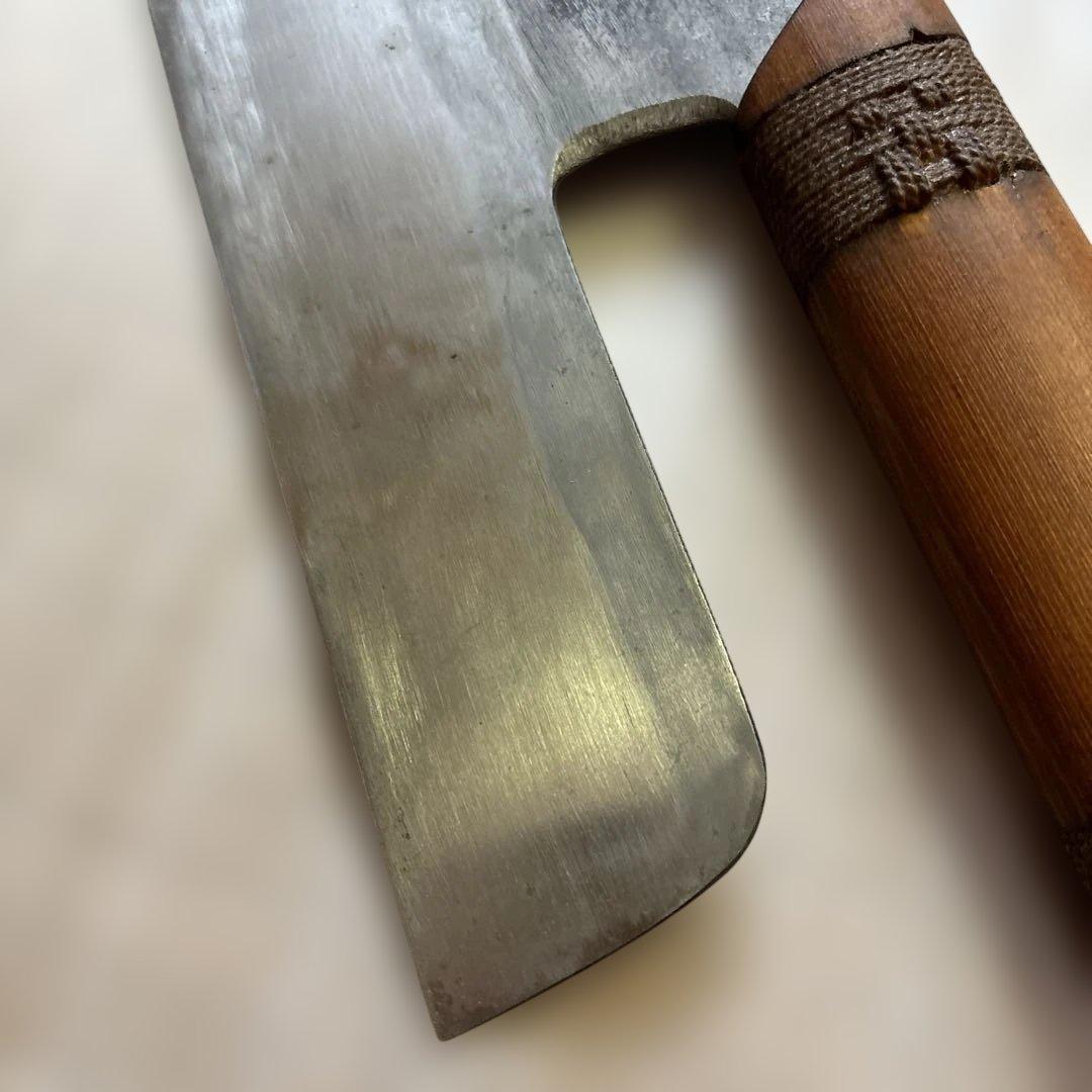 中古品【源昭忠】本鍛錬 麺切り包丁 蕎麦切り包丁 日本製 広刃 平刃包丁
