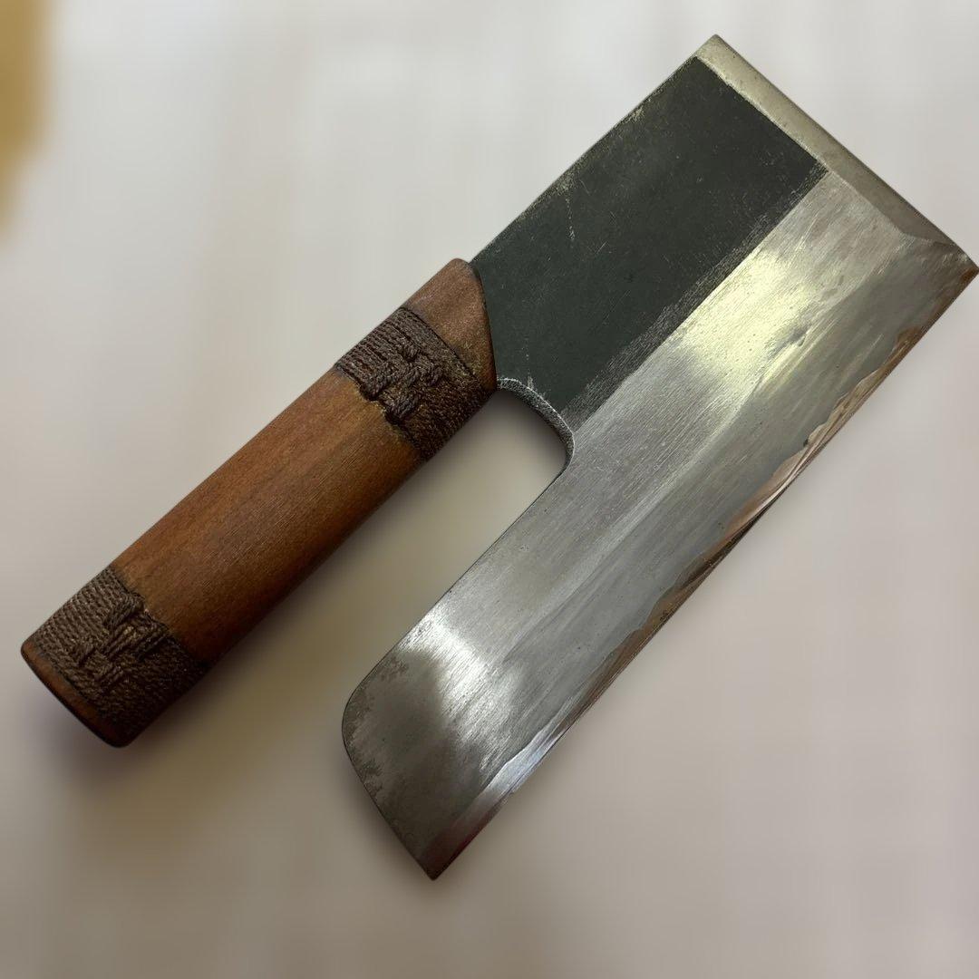 中古品【源昭忠】本鍛錬 麺切り包丁 蕎麦切り包丁 日本製 広刃 平刃包丁