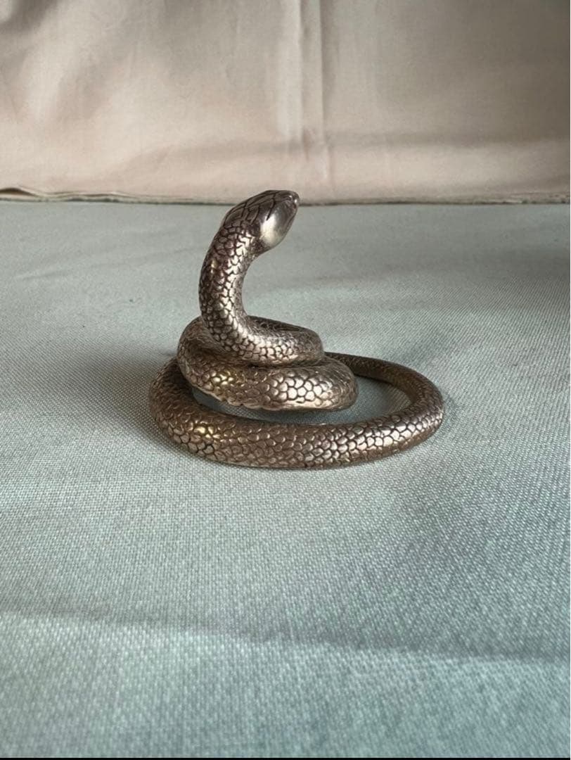 純銀 蛇 置物 61.7g 康德三年紫雲閣
