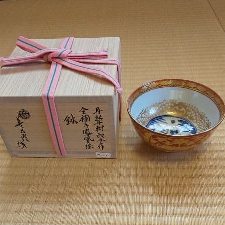 A 108 金蘭手 鳳凰絵 ・ 永楽和全作 　( 共箱付き・未使用品 )