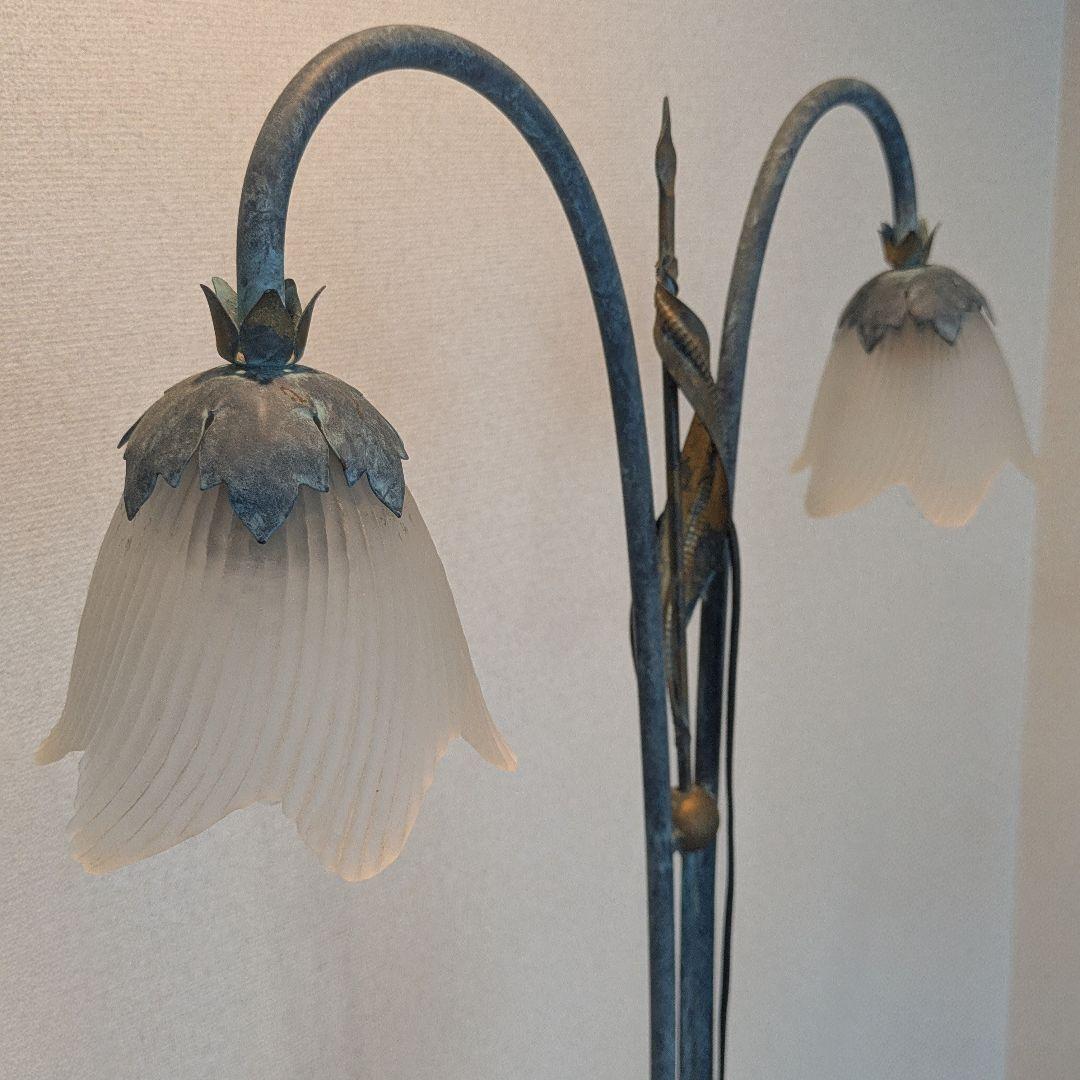 イタリア製 アンティーク調 青銅色フロアライト フロアスタンド 2灯 希少品