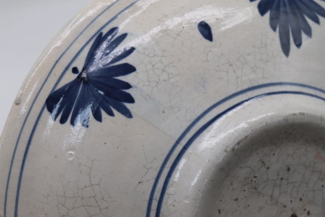 古安南　染付　魚藻紋大皿　送料込み0905